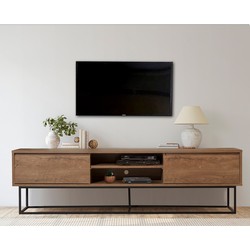 TV Meubel Rodez Walnoot Zwart Melamine 180x50x40 cm