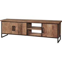 DTP Home TV stand Beam No.2 medium, 3 doors, 2 open racks,55x180x40 cm, recycled teakwood