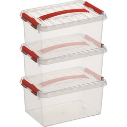 3x Kunststof stapelbare opbergbak 6 liter 30 x 20 x 14 cm - Opbergbox