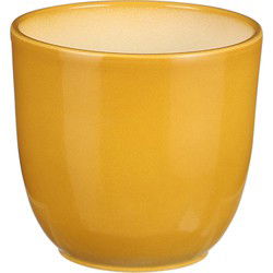 Mica Decorations Plantenpot - okergeel - keramiek - glans - D12xH11cm - Plantenpotten