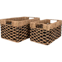 Salat Baskets - Baskets in seagrass, black/nature, rectangular, set of 2