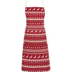 Clayre & Eef Keukenschort Rood Beige Katoen Kerst