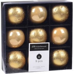 18x Kerstboomversiering luxe kunststof kerstballen goud 6 cm - Kerstbal