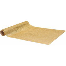 Set van 2x stuks kerst tafelloper goud met glitters 250 x 28 cm - Tafellakens