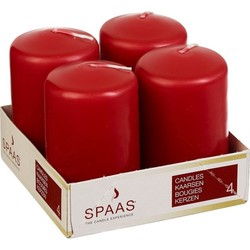 4x Kaarsen rood 5 x 8 cm 12 branduren sfeerkaarsen - Stompkaarsen