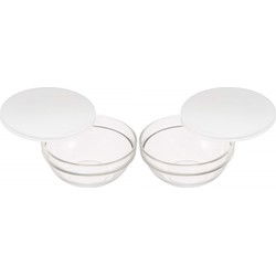 Luminarc glazen schaal/kom met deksel - 2x - D20 cm - salade serveren - Serveerschalen
