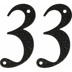 AMIG Huisnummer 33 - massief gesmeed staal - 10cm - incl. bijpassende schroeven - zwart - Huisnummers