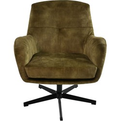 HSM Collection-Draaifauteuil Cleveland-75x73x88-Groen/Zwart-Stof/Metaal