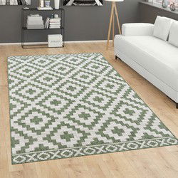 Laagpolig Vloerkleed Modilia - Geo Scandi - Groen - 80x250 cm