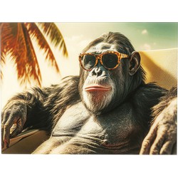 Glasschilderij Holiday Monkey 80x60cm