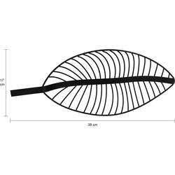 QUVIO Fruitschaal metaal in vorm van een blad - Zwart