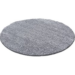 Tapijtenloods Basic Rond Shaggy vloerkleed Lichtgrijs Hoogpolig- 80 CM ROND