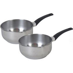 Gerimport Steelpan - 2x - RVS - sauspan - 16 cm - alle warmtebronnen - Steelpannen