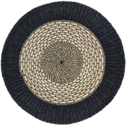 Vloerkleed Malibu - 100 cm - raffia/zeegras - naturel/zwart