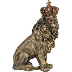 Clayre & Eef Beeld Leeuw 25x13x38 cm Goudkleurig Polyresin Woonaccessoires