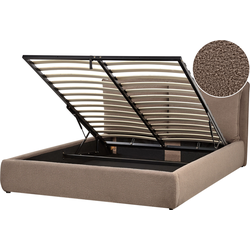 BAJONNA - Bed met opbergruimte - Taupe - 160 x 200 cm - Bouclé