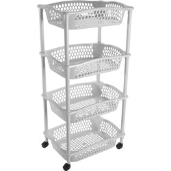 Keuken opberg trolleys/roltafels met 4 manden 86 cm lichtgrijs - Opberg trolley