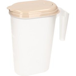 Waterkan/sapkan transparant/taupe met deksel 1.6 liter kunststof - Schenkkannen