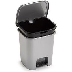Plasticforte vuilvisbak Pedaalemmer - zilver - 7,5L - 24x22x25 cm - Pedaalemmers