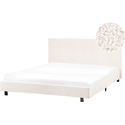 Beliani ALBI - Tweepersoonsbed-Wit-Bouclé