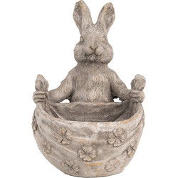 Clayre & Eef Bloempot Konijn Grijs Beige Steen