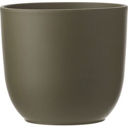 Mica Decorations Plantenpot Tusca - donkergroen - keramiek - mat -25/23cm - Plantenpotten