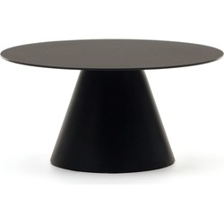 Kave Home - Wilshire salontafel van gehard glas en metaal, mat zwart, Ø 80 cm