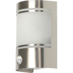 Ranex Wandlamp voor Buiten, Bewegingssensor, Geborsteld Aluminium, Halfrond, E27 Fitting