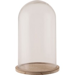 Decoratie/presentatie stolp 18 x 28 cm op plateau van hout - Decoratieve stolpen