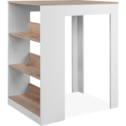 Eettafel met 3 opbergplanken, decor Viking-eik en wit, 92 cm  TAMPA