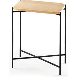 Rechthoekige bijzettafel met metalen poten H56 cm - JAMIE