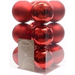 Ambiance Christmas kerstboom decoratie kerstballen rood 12 stuks - Kerstbal