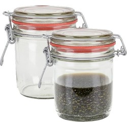 Weckpot/inmaakpot - 2x - glas - 300 ml - beugelsluiting - transparant - Weckpotten