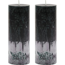 Riviera Maison - Kaarsen - Pillar Candle ECO black 7x18 - Zwart - Set van 2 Stuks