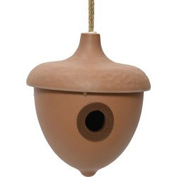 Decoris Vogelhuisje - bamboe hout - bruin - D17 x H19 cm - nestkastje - Vogelhuisjes