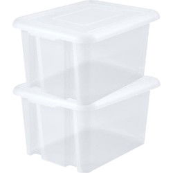 EDA Opbergbox 55L - 4x - wit - stapelbaar - L58 x B44 x H31 cm - Opbergbox