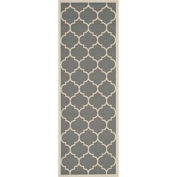 Safavieh Trellis Indoor/Outdoor Woven Area Rug, Courtyard Collection, CY6914, in Anthracite & Beige, 69 X 201 cm