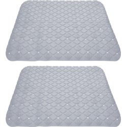 2x stuks anti-slip badmatten licht grijs 55 x 55 cm vierkant - Badmatjes
