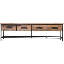 TV Meubel Zwart met Hout - Hout & Metaal - 250x43x70cm - Tv-meubel Jules - Giga Meubel