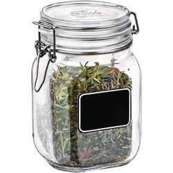 Bormioli Rocco Voorraad/weckpot - glas - transparant - krijtplaatje - 16 x 10,6 cm - 1 L - Weckpotten