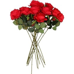 Rode roosjes kunst tak 45 cm 10 stuks - Kunstbloemen