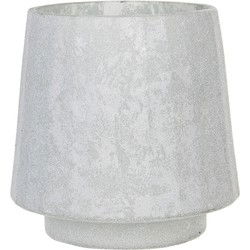Clayre & Eef Theelichthouder  Ø 13x13 cm Wit Glas Rond Waxinelichthouder