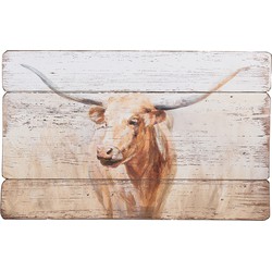 Clayre & Eef Schilderij 71x3x46 cm Beige Hout Koe Muurdecoratie