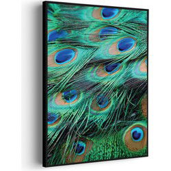 Muurwerken Akoestisch Schilderij - Veren van de Pauw - Geluidsdempend Wandpaneel - Wanddecoratie - Geluidsisolatie - PRO (AW 0.90) XXL (107X150)
