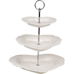 Clayre & Eef Etagère 3 laags Ø 26x31 cm Wit Keramiek
