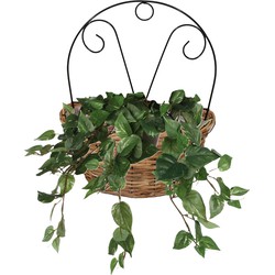 Mega Collections Planten/bloemen mand Cuba wandhanger - rotan - lichtbruin - 32 x 20 x 40 cm - plantenpot voor buiten - Plantenpotten