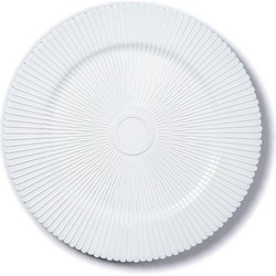 Ronde witte structuur onderzet bord/kaarsonderzetter 33 cm - Kaarsenplateaus