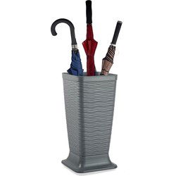 Plasticforte Paraplubak/parapluhouder Waves - grijs - glad kunststof - D26 x H52 cm - hoge voet - Paraplubakken