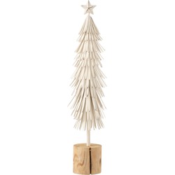 J-line - Kerstboom Op Voet Metaalwit Large - 14x14x48cm