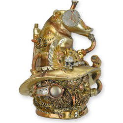 A RESIN STEAMPUNK FIGURINE OF AN OWL HEAD